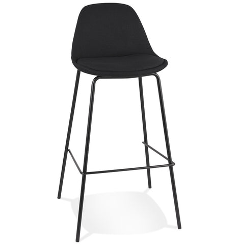 Black fabric bar stool 'BULMA' with black metal legs