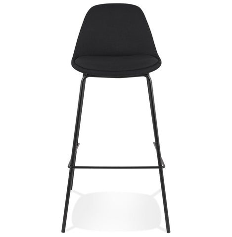 Black fabric bar stool 'BULMA' with black metal legs