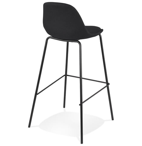 Black fabric bar stool 'BULMA' with black metal legs