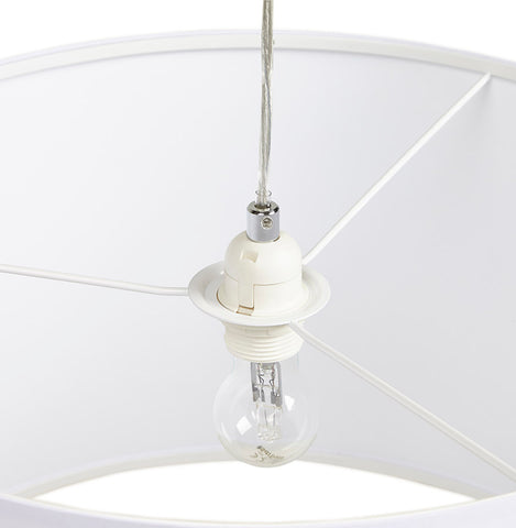 Round pendant lamp 'BUNGEE' with white lampshade