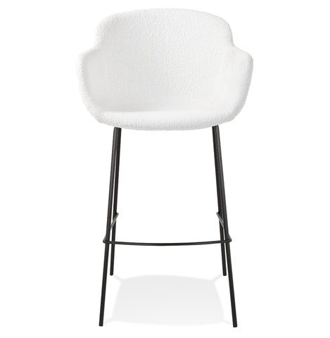 Design bar stool 'CADRIX' in white bouclé fabric