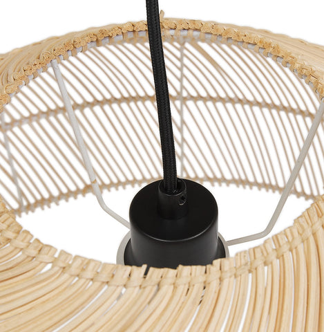 Round pendant lamp 'CANUL' in natural woven rattan