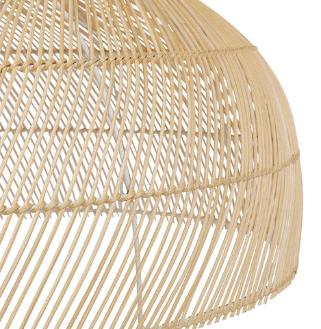 Round pendant lamp 'CANUL' in natural woven rattan