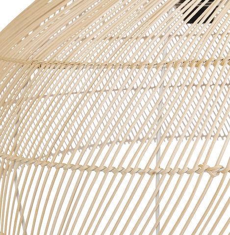 Round pendant lamp 'CANUL' in natural woven rattan