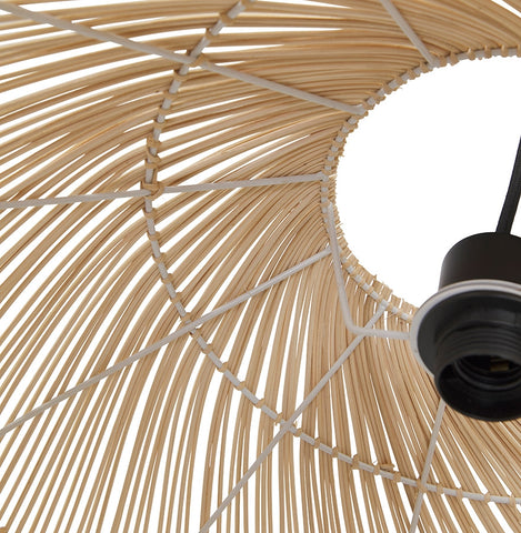 Round pendant lamp 'CANUL' in natural woven rattan