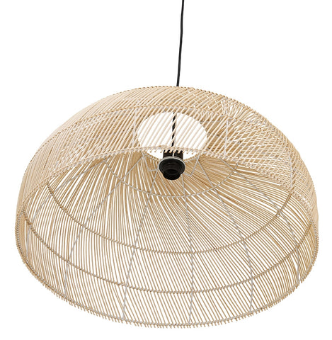 Round pendant lamp 'CANUL' in natural woven rattan