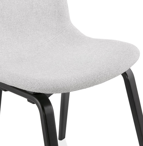 Dining chair 'CELTIK' in light grey fabric and black wooden legs