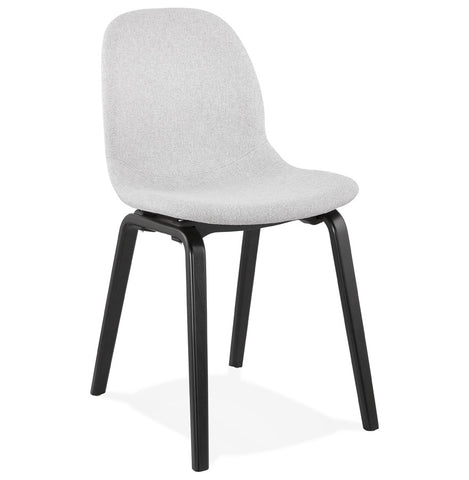 Dining chair 'CELTIK' in light grey fabric and black wooden legs