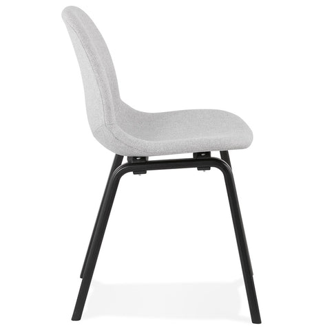 Dining chair 'CELTIK' in light grey fabric and black wooden legs