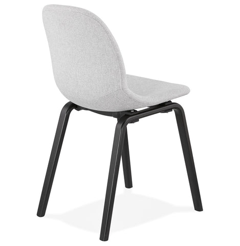 Dining chair 'CELTIK' in light grey fabric and black wooden legs