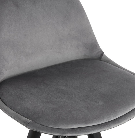 Design bar stool 'CHICAGO' in grey velvet and 4 legs in black wood