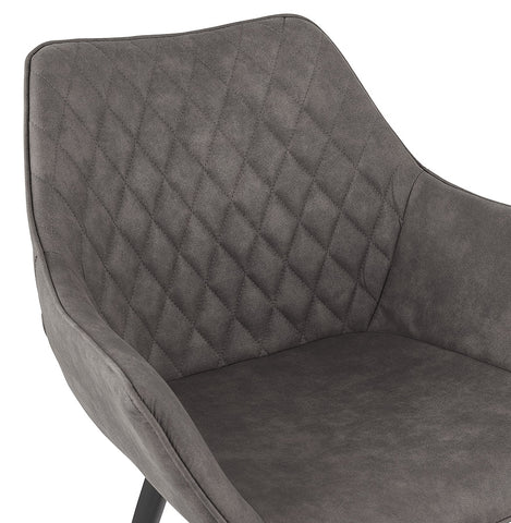 Armchair 'CHIGI' in dark gray waffled microfiber fabric and black metal legs