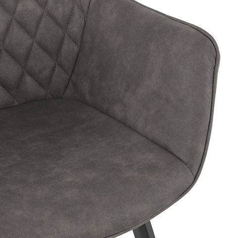 Armchair 'CHIGI' in dark gray waffled microfiber fabric and black metal legs