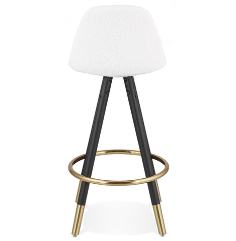 CLARISSE MINI' mid-high stool made of white terry cloth with 4 black wooden legs