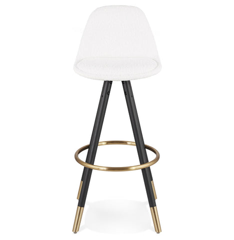 Barstool 'CLARISSE' in white terry cloth with 4 black wooden legs