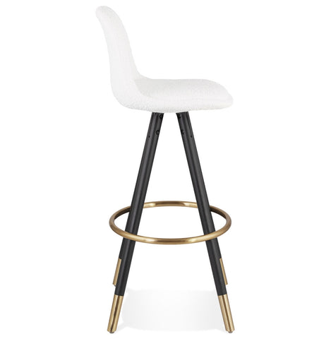 Barstool 'CLARISSE' in white terry cloth with 4 black wooden legs