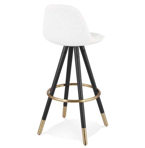 Barstool 'CLARISSE' in white terry cloth with 4 black wooden legs