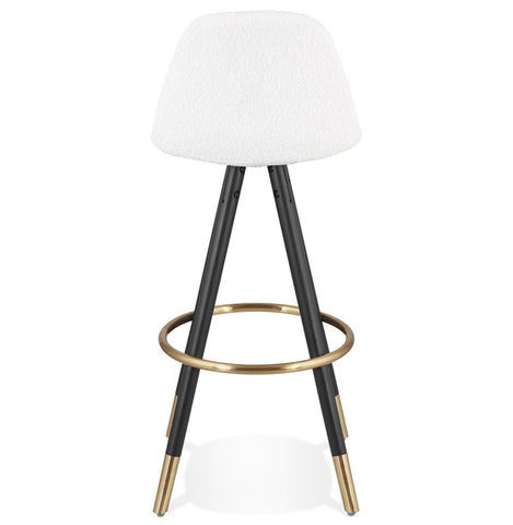 Barstool 'CLARISSE' in white terry cloth with 4 black wooden legs