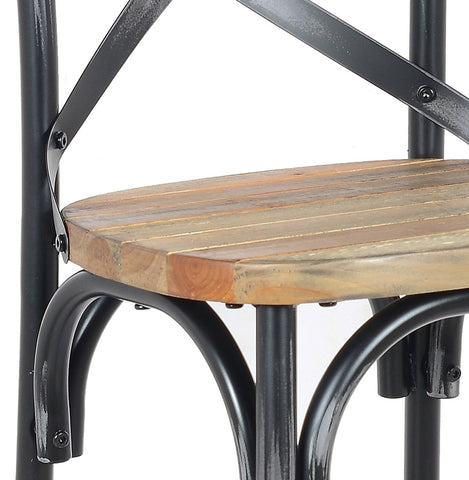 Black bar stool with weathered walnut effect 'COTTAGE'