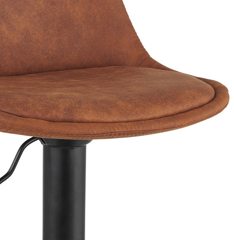 Adjustable stool 'CROUPION' in brown microfiber and black metal