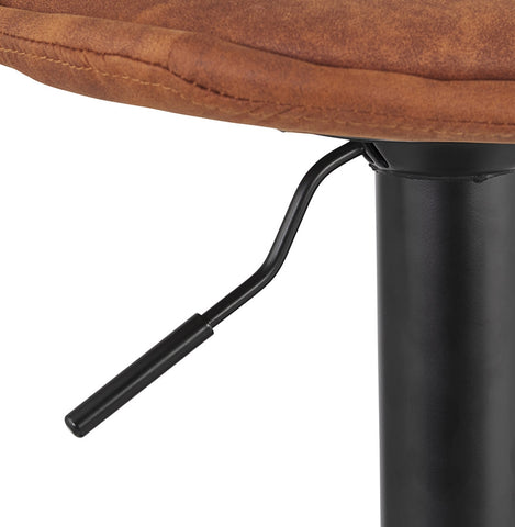 Adjustable stool 'CROUPION' in brown microfiber and black metal