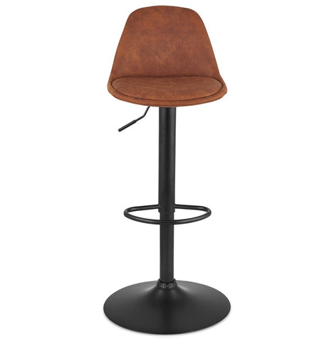 Adjustable stool 'CROUPION' in brown microfiber and black metal