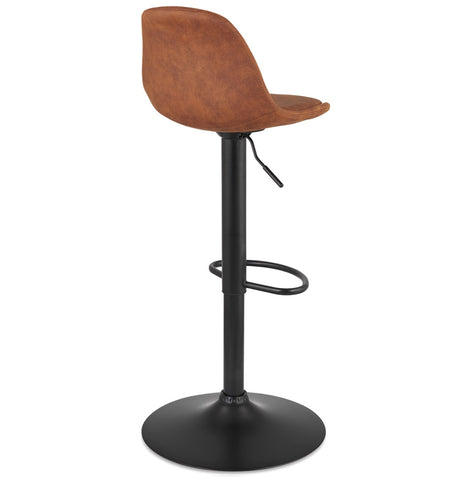 Adjustable stool 'CROUPION' in brown microfiber and black metal