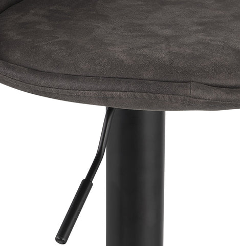 Adjustable stool 'CROUPION' in dark gray microfiber and black metal