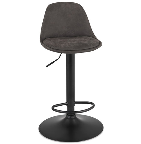 Adjustable stool 'CROUPION' in dark gray microfiber and black metal