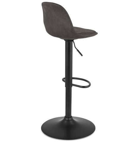 Adjustable stool 'CROUPION' in dark gray microfiber and black metal