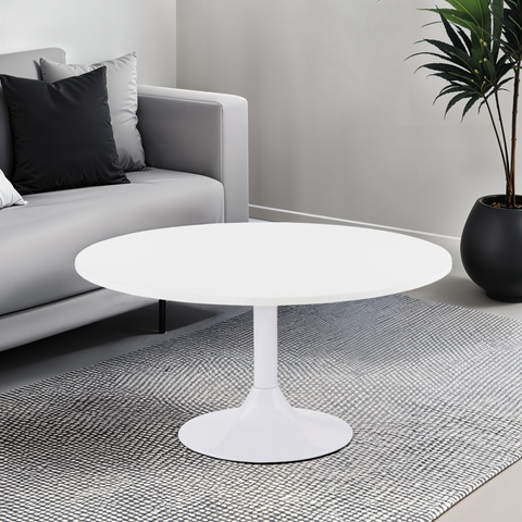 Low lounge table DETROY white - Ø 90 cm