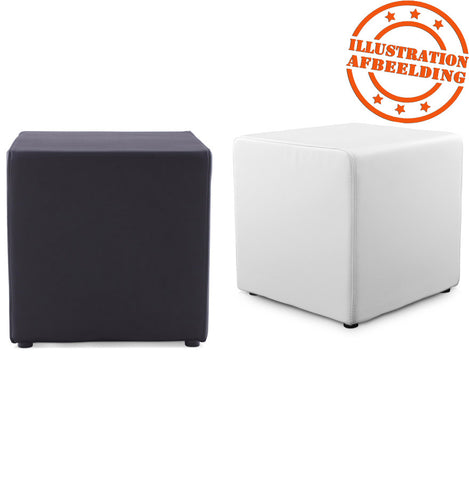 Footstool 'CUBE' for living room in black imitation leather