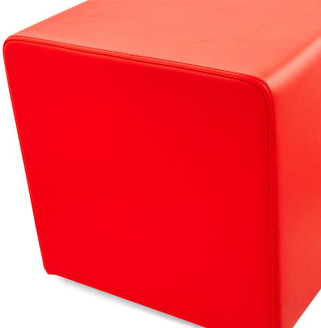 Footstool 'CUBE' in red imitation leather