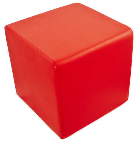 Poef 'CUBE' in rood imitatieleer