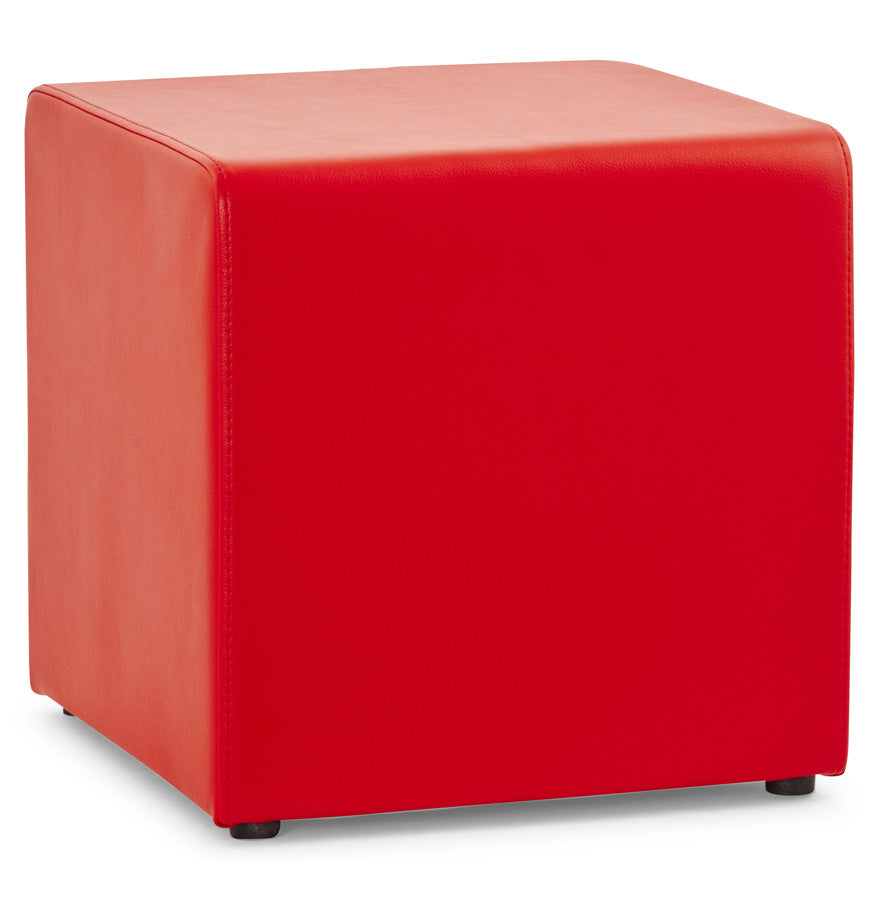 Footstool 'CUBE' in red imitation leather