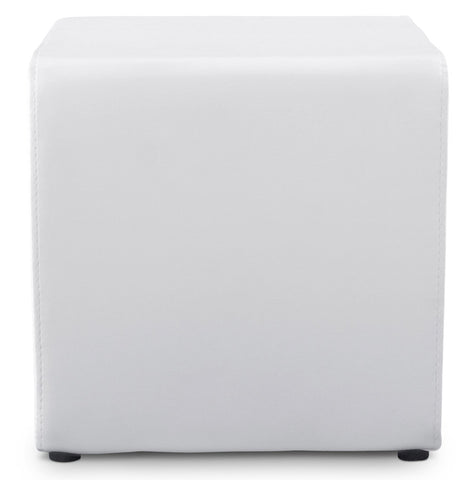 Footstool 'CUBE' for living room in white imitation leather