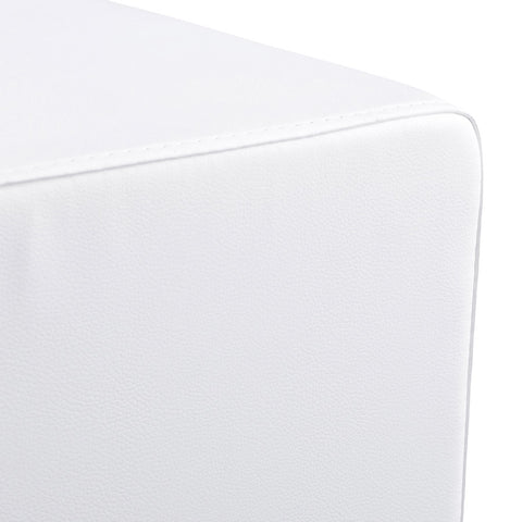 Footstool 'CUBE' for living room in white imitation leather