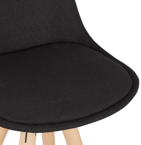 Design 'DANI' bar stool in black fabric and natural wood legs