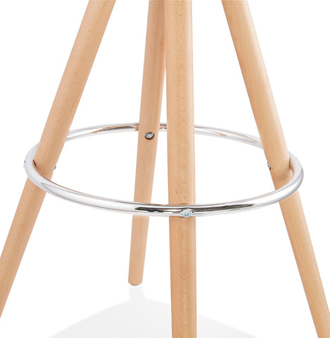 Design 'DANI' bar stool in black fabric and natural wood legs