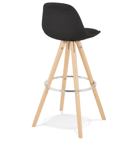 Design 'DANI' bar stool in black fabric and natural wood legs