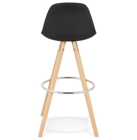 Design 'DANI' bar stool in black fabric and natural wood legs