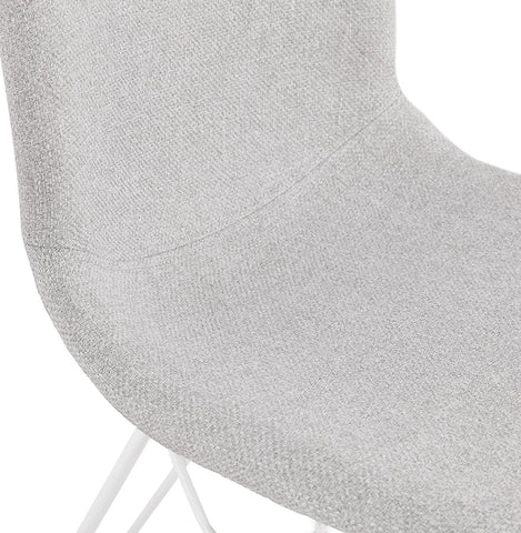 Design chair 'DECLIK' in light gray fabric with white metal base