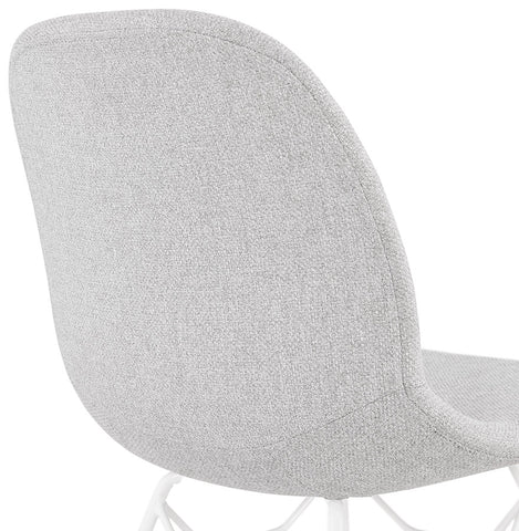 Design chair 'DECLIK' in light gray fabric with white metal base