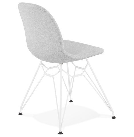 Design chair 'DECLIK' in light gray fabric with white metal base