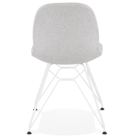 Design chair 'DECLIK' in light gray fabric with white metal base