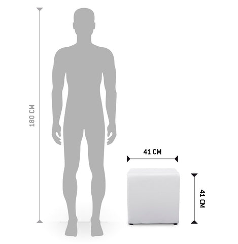 Poef 'CUBE' voor woonkamer in wit kunstleer