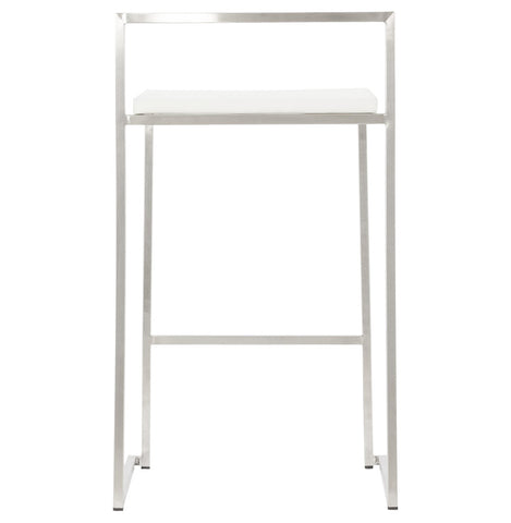 White semi-high design stool 'DISKO MINI' stackable