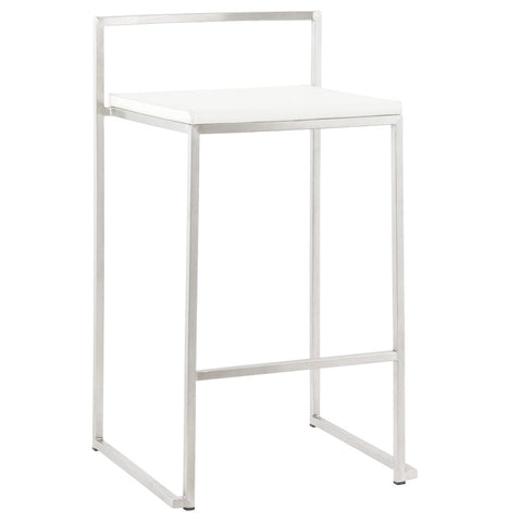 White semi-high design stool 'DISKO MINI' stackable