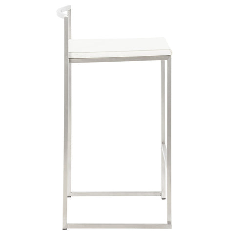 White semi-high design stool 'DISKO MINI' stackable