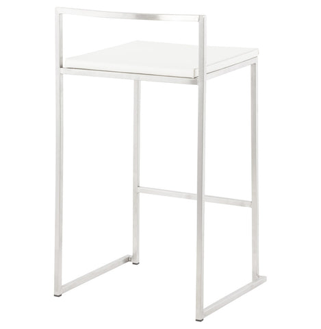 White semi-high design stool 'DISKO MINI' stackable